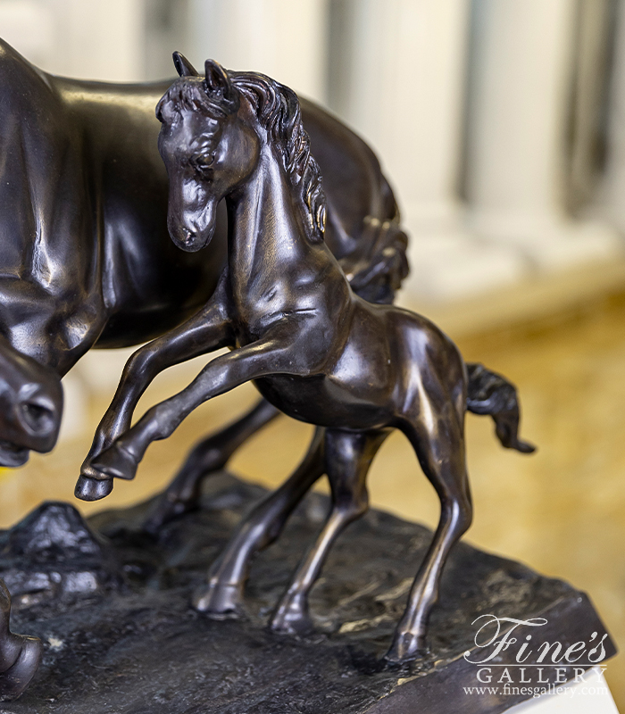 Bronze Statues  - Mare With Foal Bronze Statue - BS-170